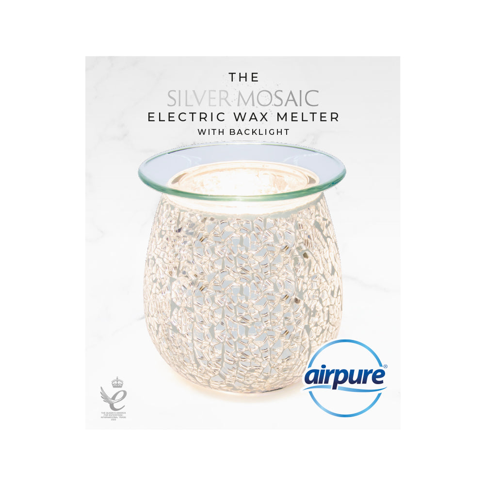 ‘The Silver’ Mosaic Electric Wax Melter With Backlight Glass Dish